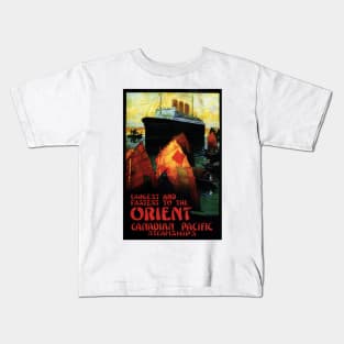 Largest Fastest to the Orient Steamships Advertising Vintage Travel Kids T-Shirt